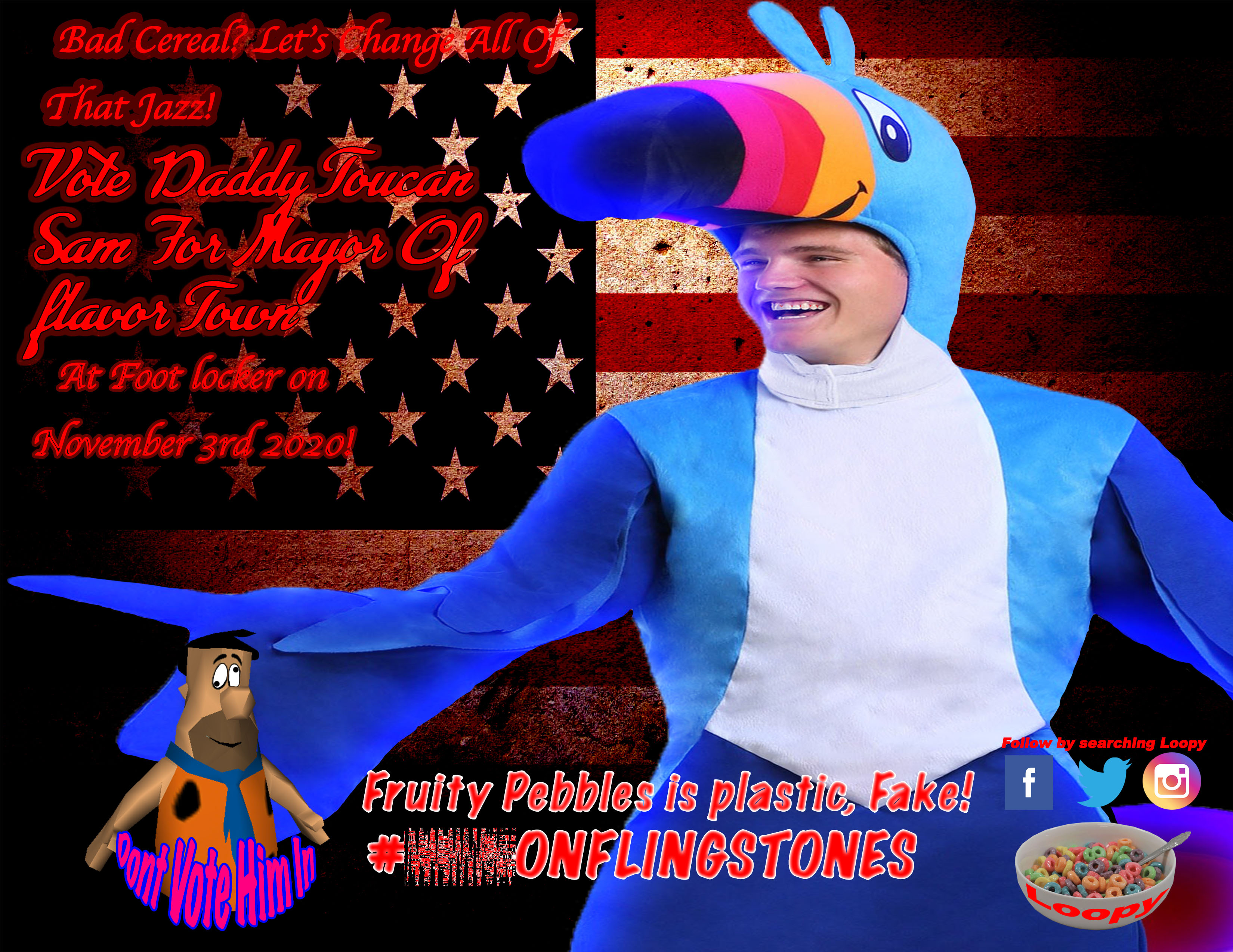 Man dressed as a cereal mascot